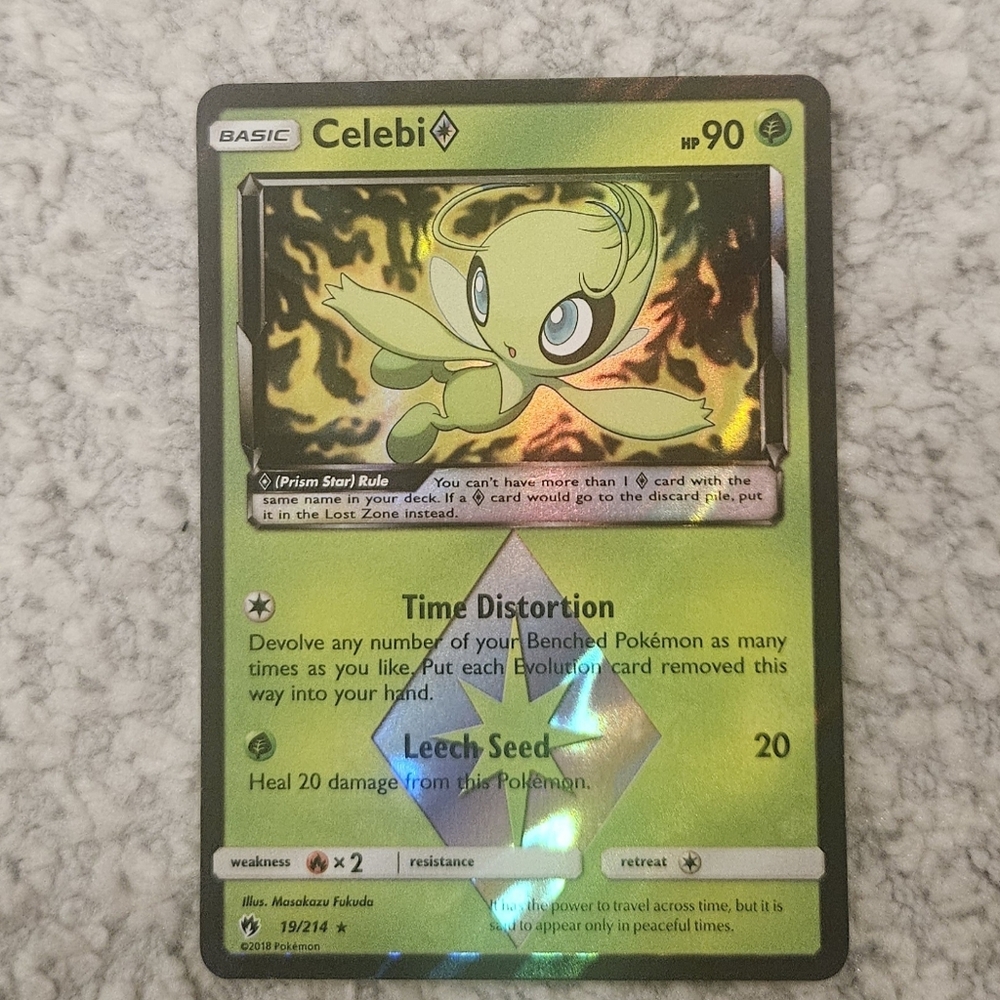 POKEMON TCG Card Celebi Holo Lost Thunder Prism Rare 19/214